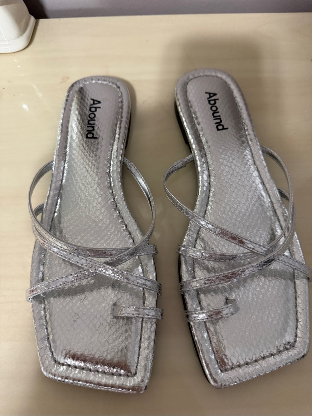 Abound Metallic Silver Crisscross Slide Sandals